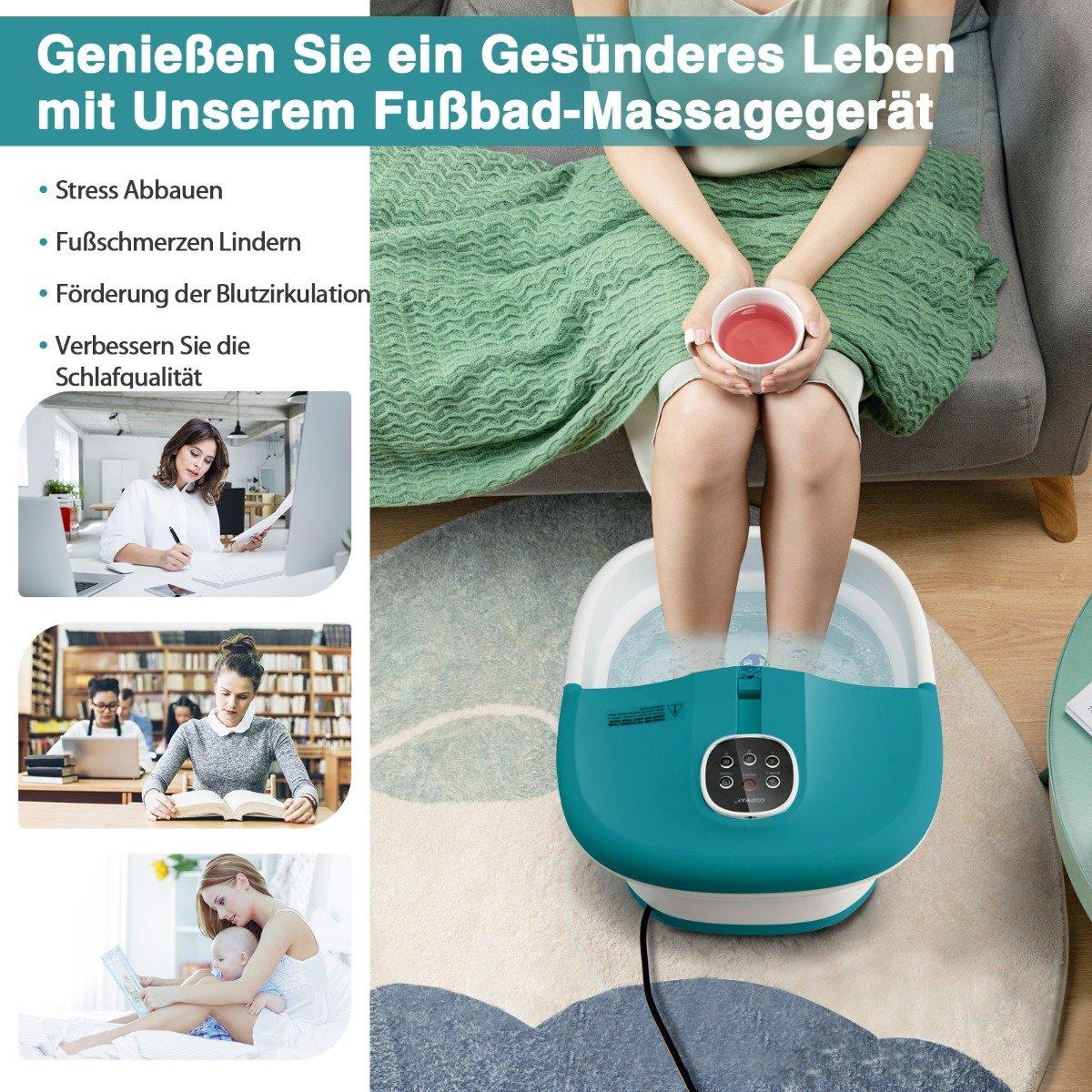 Foot bath massager foot massage spa with remote control foldable 33.5 x 41 x 20.5 cm turquoise