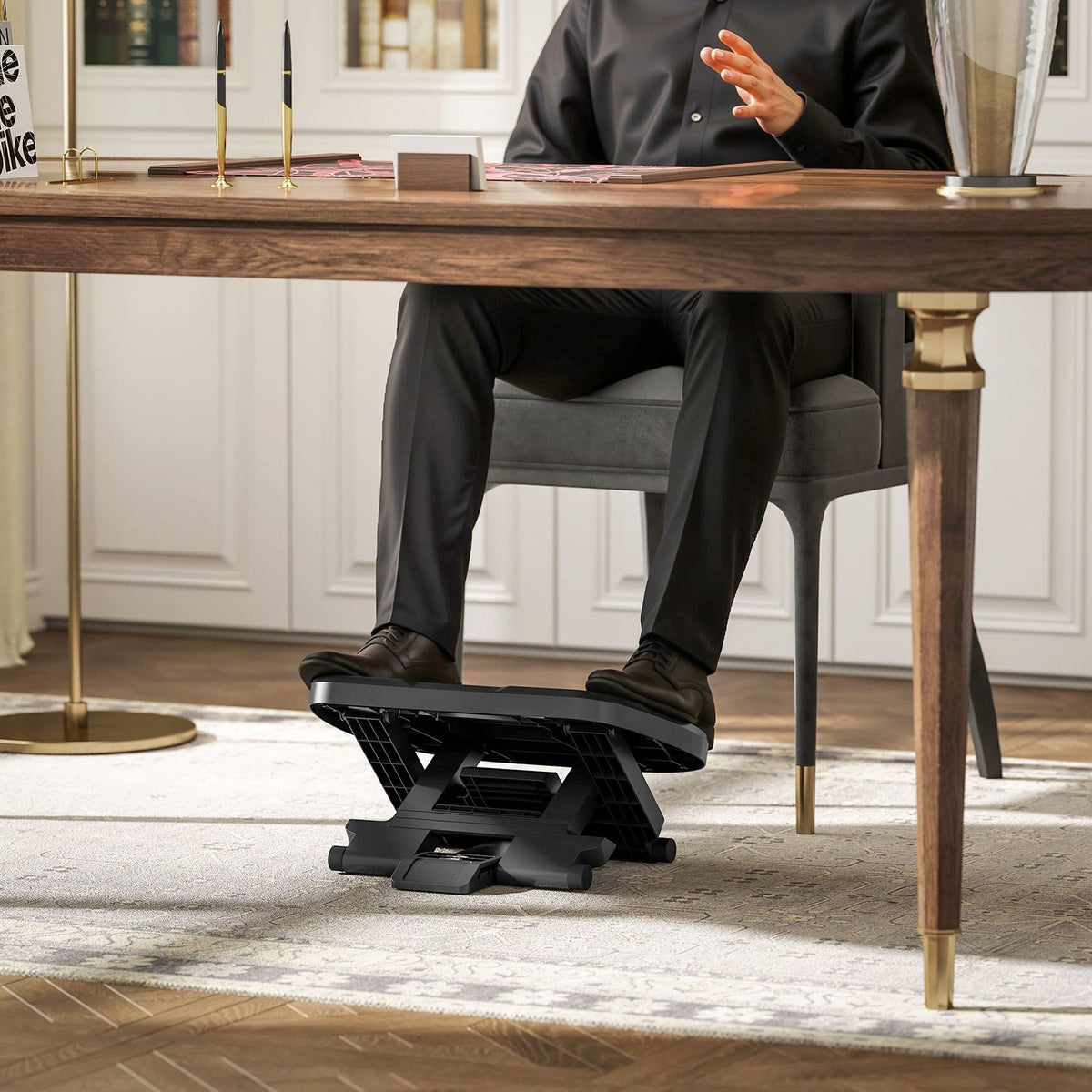 Footrest Desk, 3 Level Height Adjustable Footstool, Ergonomic Footrest, for Home Office, Office, Gray