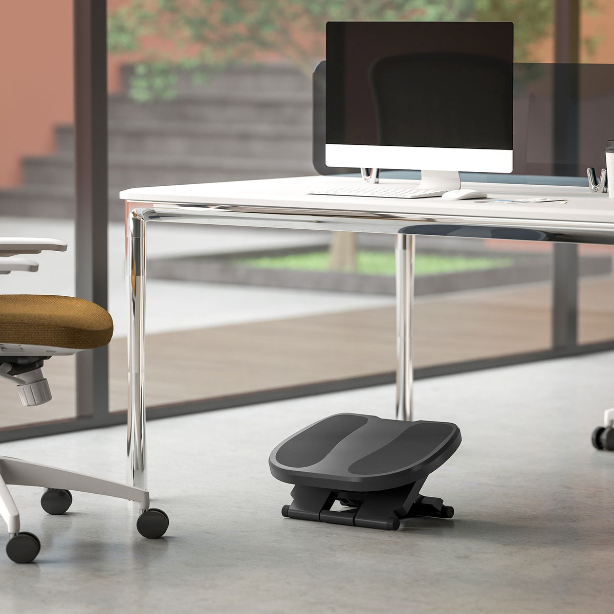 Footrest Desk, 3 Level Height Adjustable Footstool, Ergonomic Footrest, for Home Office, Office, Gray