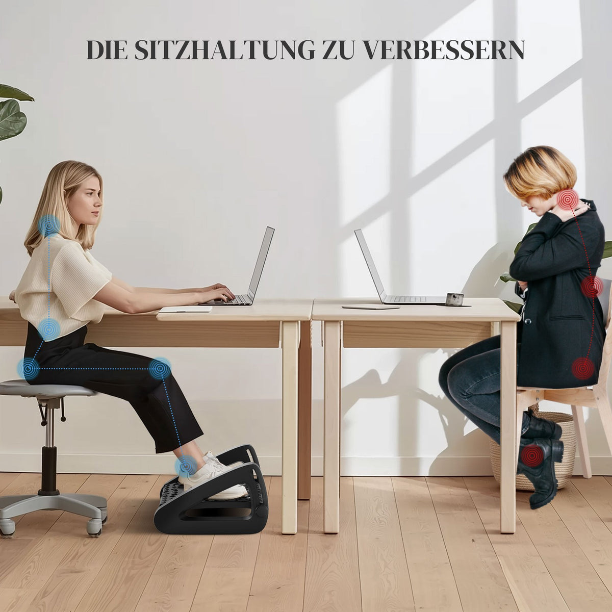 Footrest Desk 6 Levels Height Adjustable Footrest with Massage Surface, Ergonomic Footrest for Home Office, Office, Black