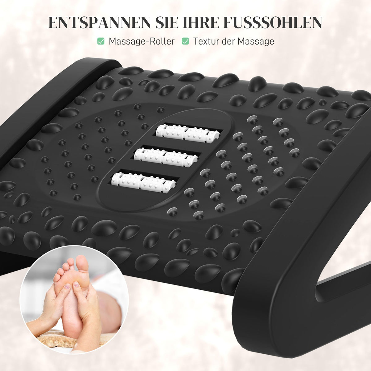 Footrest Desk 6 Levels Height Adjustable Footrest with Massage Surface, Ergonomic Footrest for Home Office, Office, Black