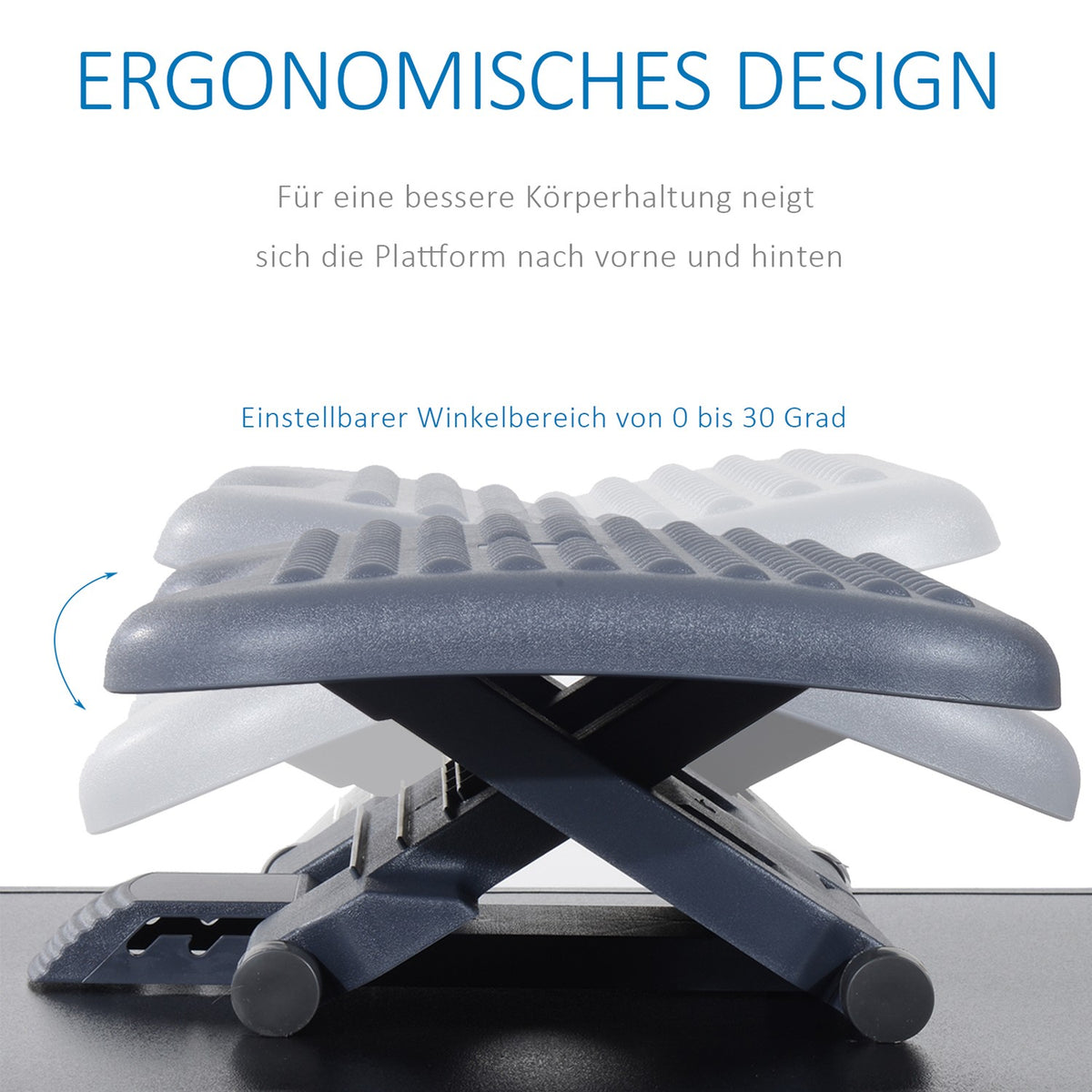 Footrest Relax Footrest For Office, Height-Adjustable, Plastic, Dark Gray, 46X35Cm