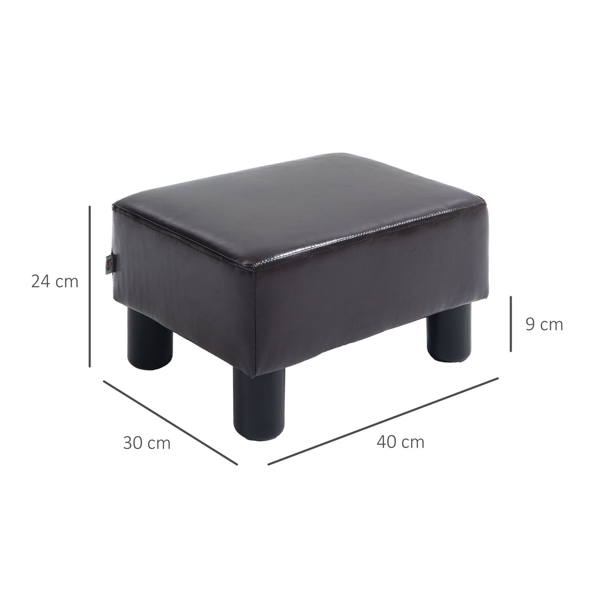 Footstool Rectangular Ottoman Footrest Faux Leather Up To 100Kg For Living Room Coffee