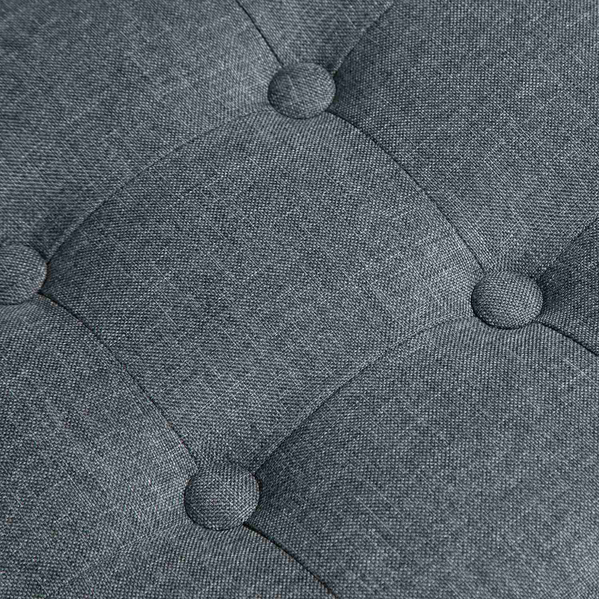 Footstool, Square Stool, Linen Look Ottoman, Wooden Legs, Footrest, Gray, 35 x 35 x 35 cm