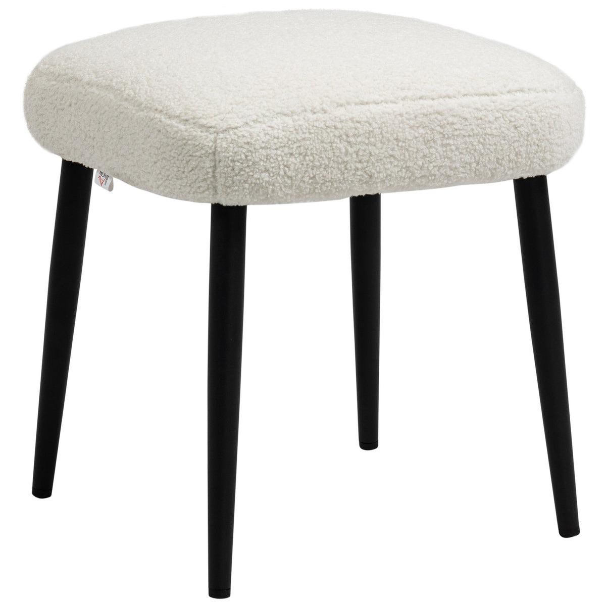 Footstool Square stool/dressing stool in cashmere look with steel legs, for living room/bedroom, cream, 42x42x47cm