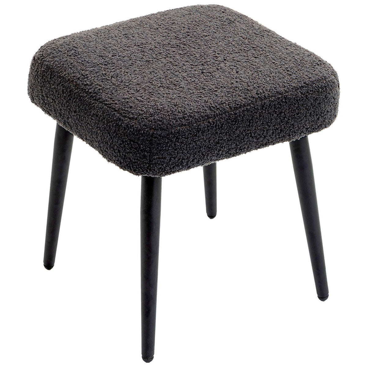 Footstool Stool Square Dressing Stool Footrest with Cashmere Look Steel Legs for Living Room Bedroom Dark Gray