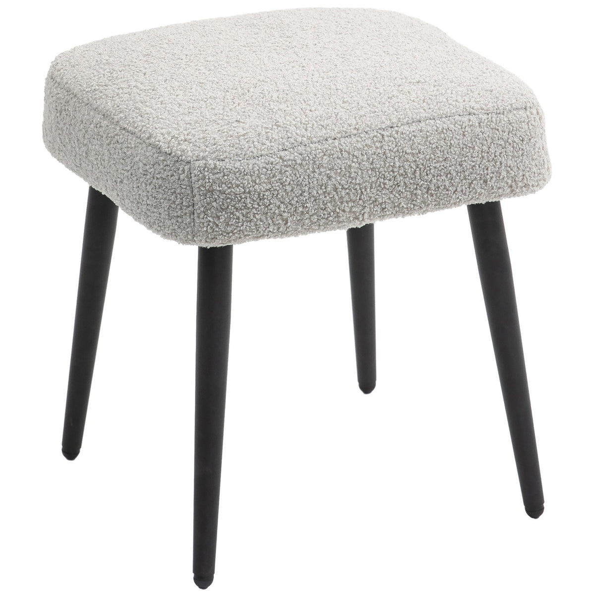 Footstool Stool Square Dressing Stool Footrest with Cashmere Look Steel Legs for Living Room Bedroom Light Gray