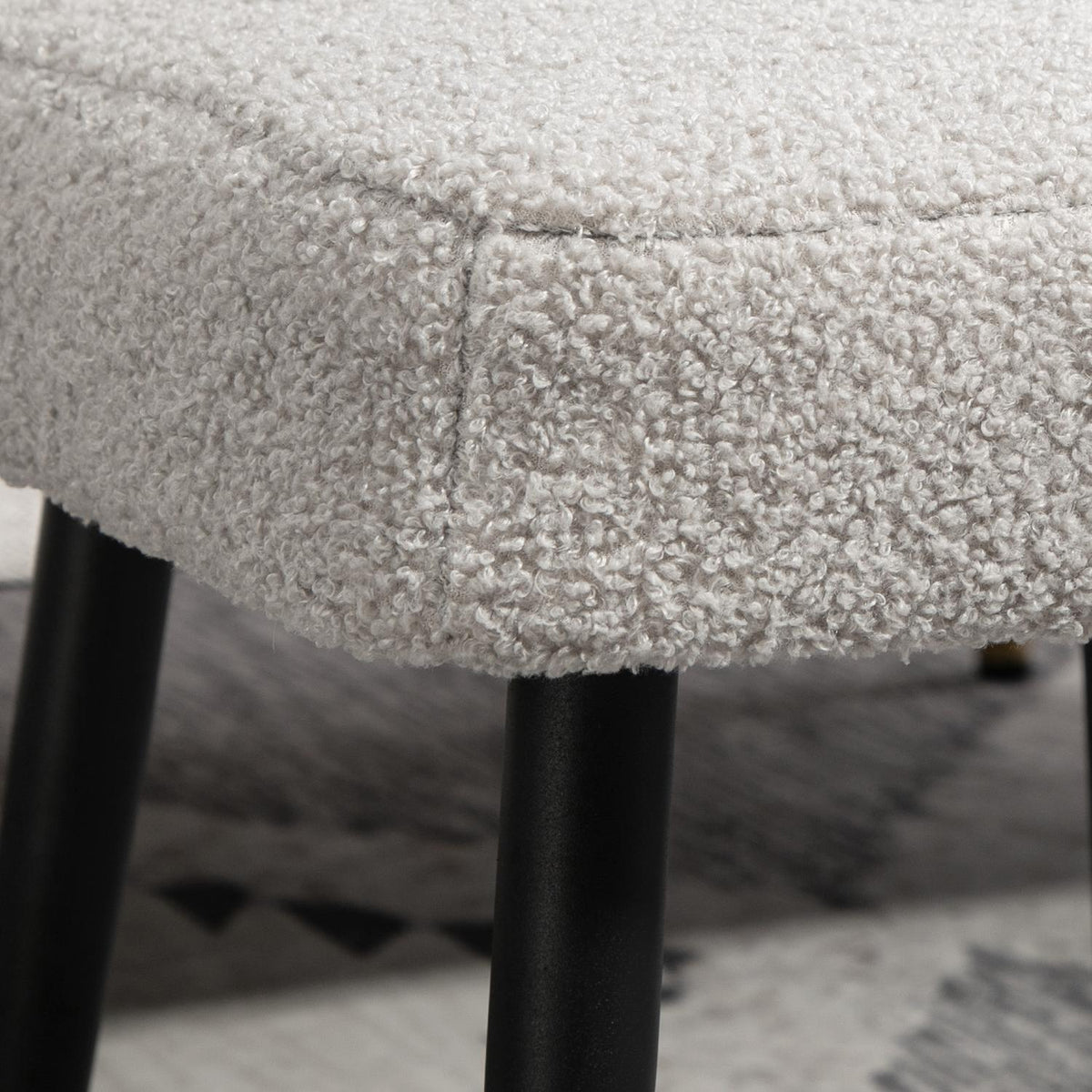 Footstool Stool Square Dressing Stool Footrest with Cashmere Look Steel Legs for Living Room Bedroom Light Gray