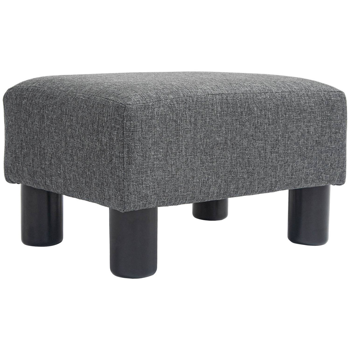 Footstool, seat stool with linen-like fabric cover, foam filling, plastic legs, for various rooms, grey