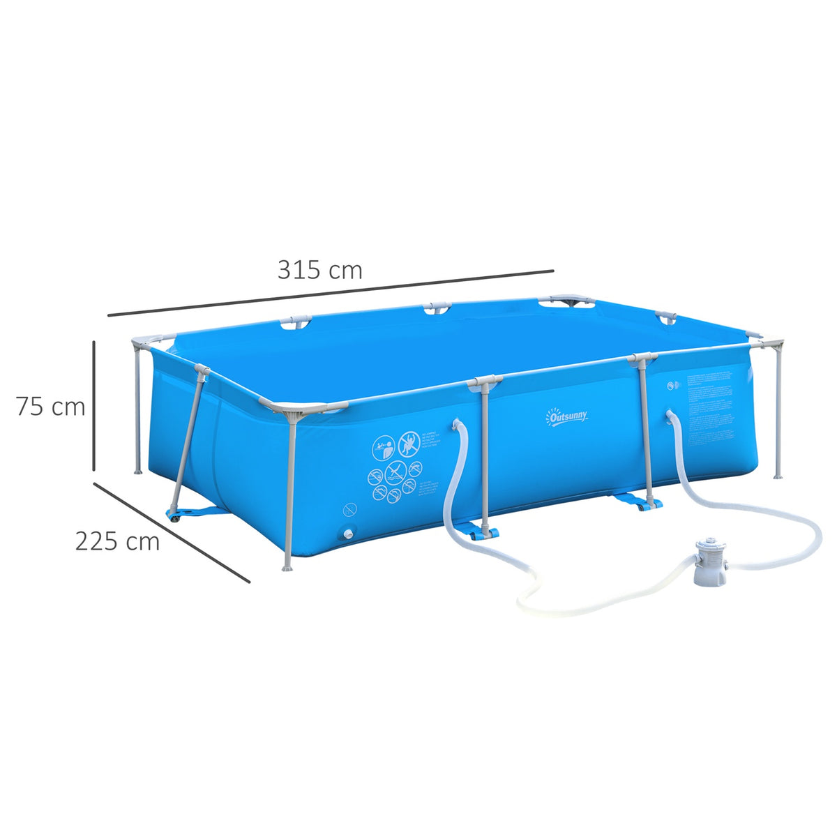 Frame Pool Hose Wire Drain Valve 1000D Pvc Steel Blue 315X225X75Cm