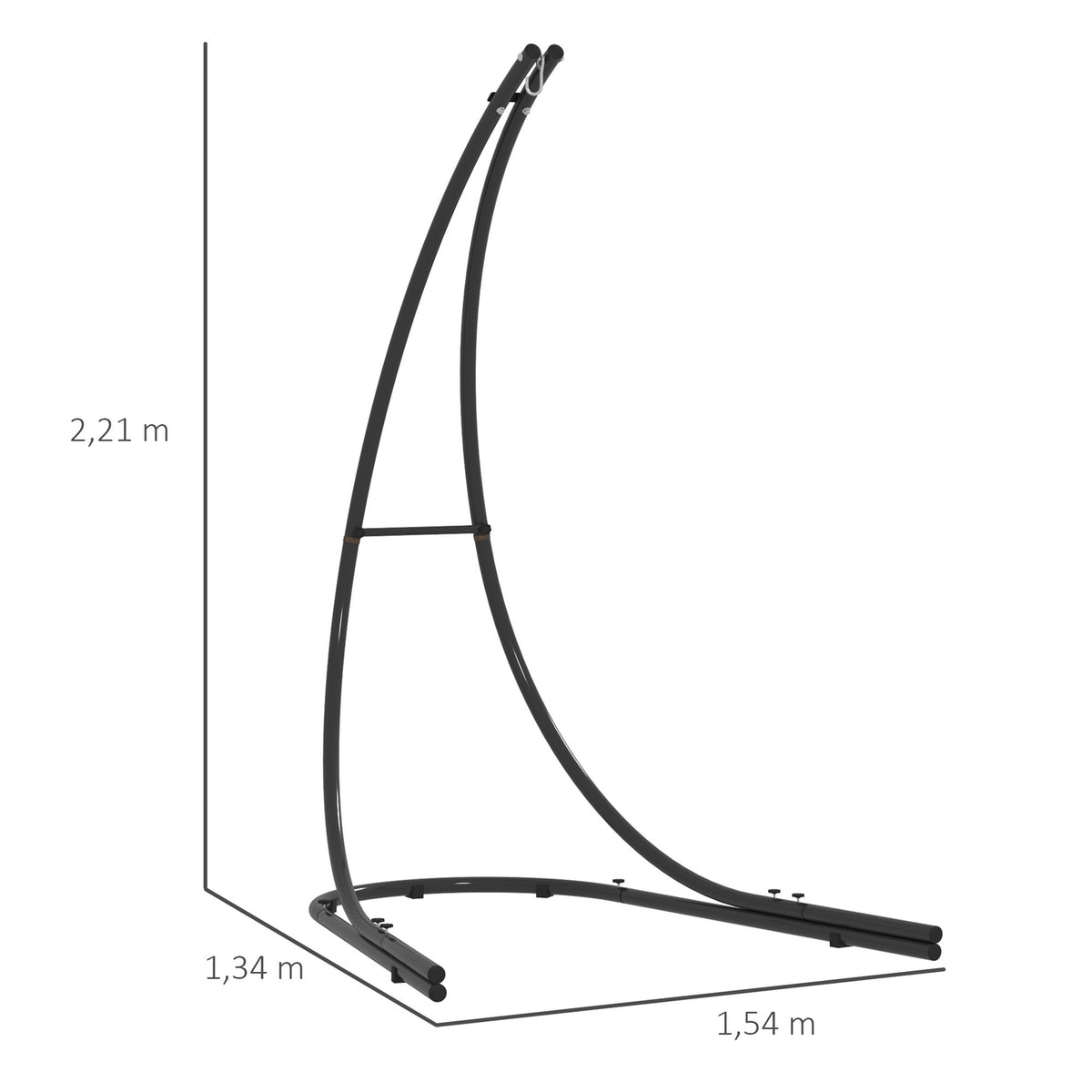 Frame for hanging chair in C-shape metal stand with base for hanging seat hanging chair, hanging swing hammock frame up to 150kg, hanging chair frame for indoor outdoor balcony, terrace black