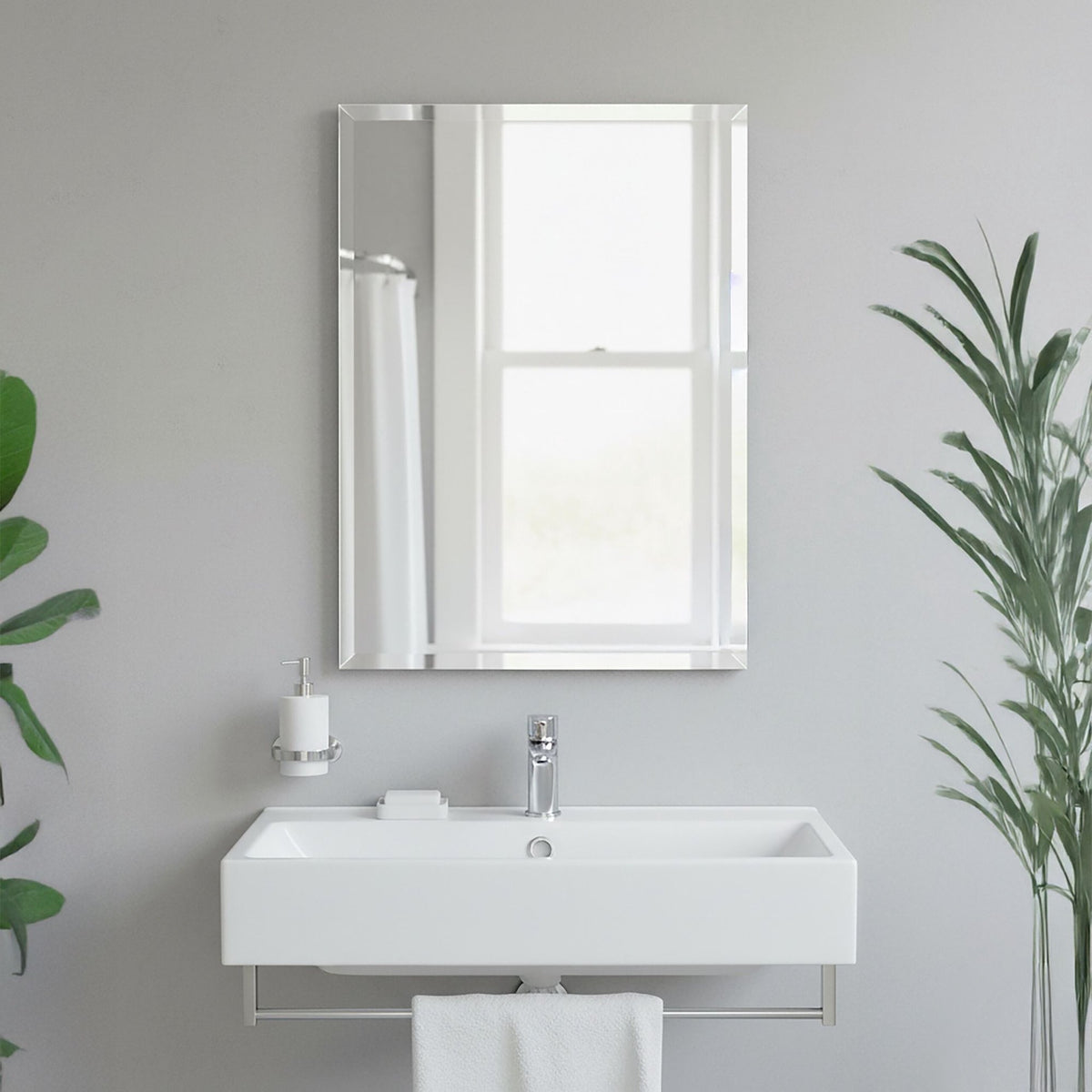 Frameless Bevelled Wall Mirror, 40 x 50 cm, Glass