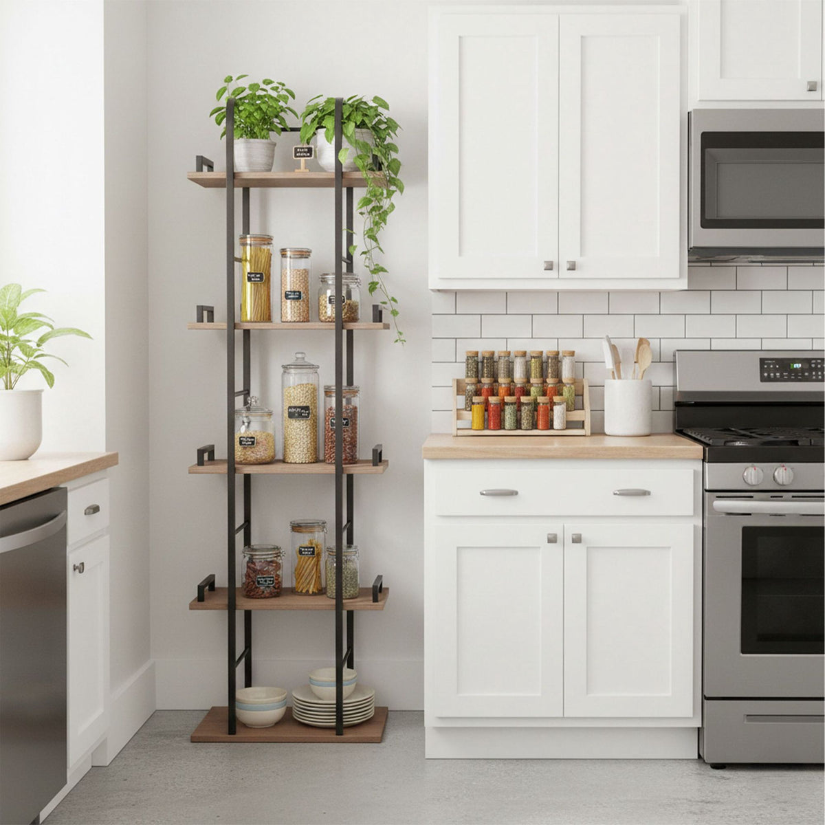 Freestanding 5-Tier Shelf for Living Room and Kitchen