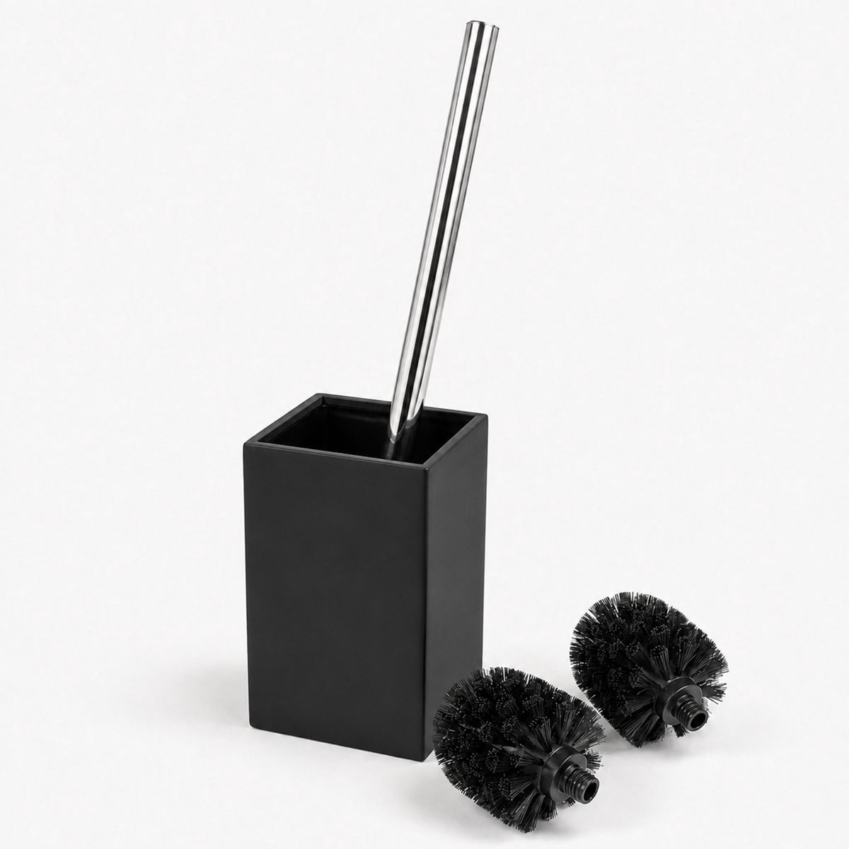Freestanding Bamboo & Steel Toilet Brush Set with Holder