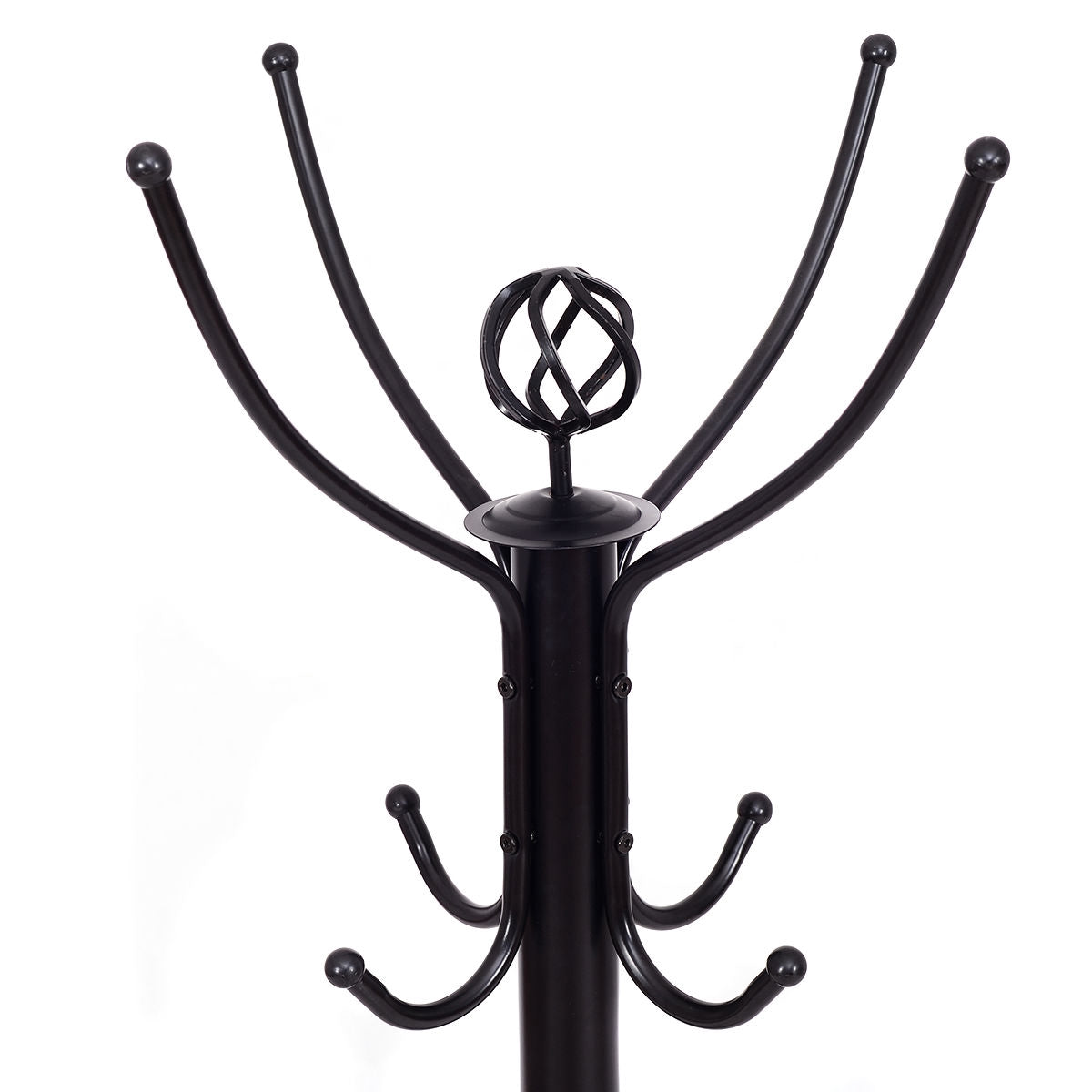 Freestanding Coat Rack, 12 Hooks, Steel Frame, 200 cm