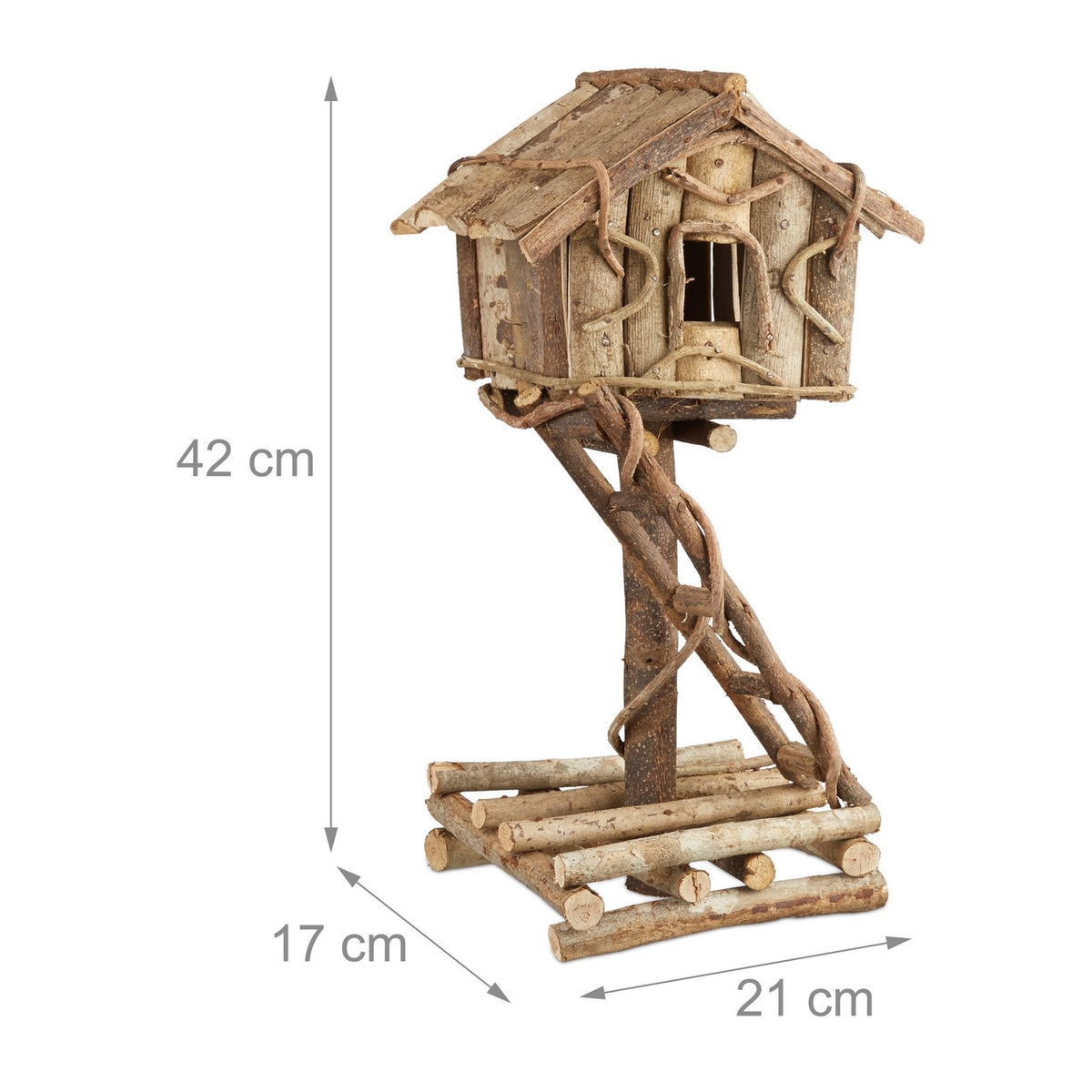Freestanding Decorative Bird House – Rustic Wood Design