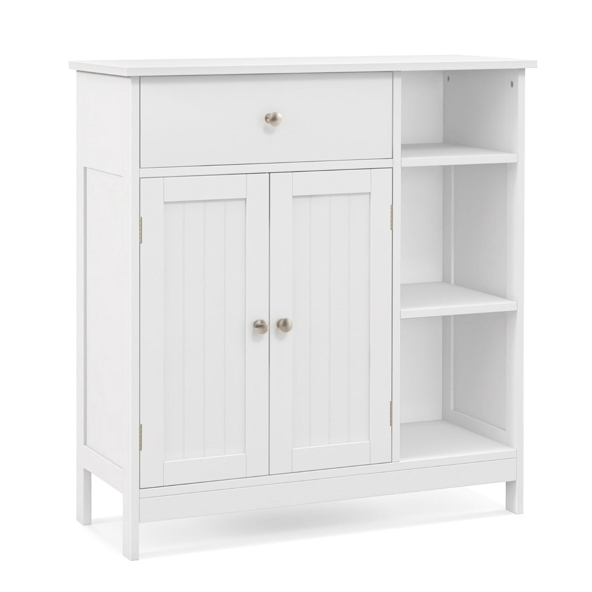 Freestanding Kitchen Storage Cabinet With Drawer, White