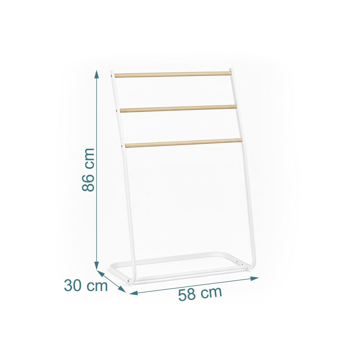 Freestanding Metal Towel Rail, 3-Rung Ladder Design