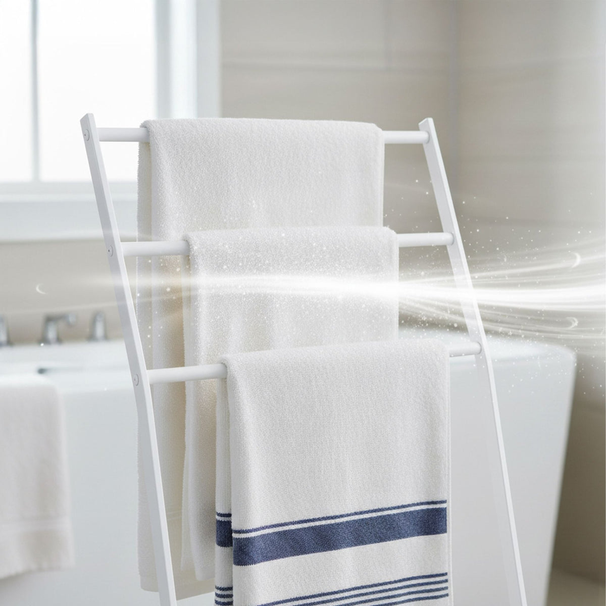 Freestanding Metal Towel Rail, 3-Rung Ladder Design