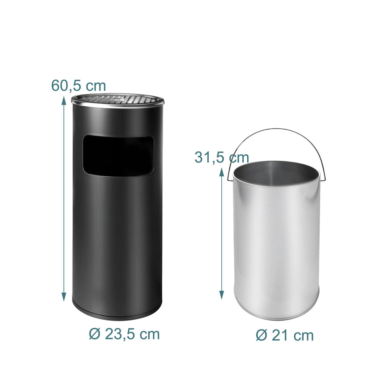 Freestanding Outdoor Ashtray – 30L Bin, Removable Bucket