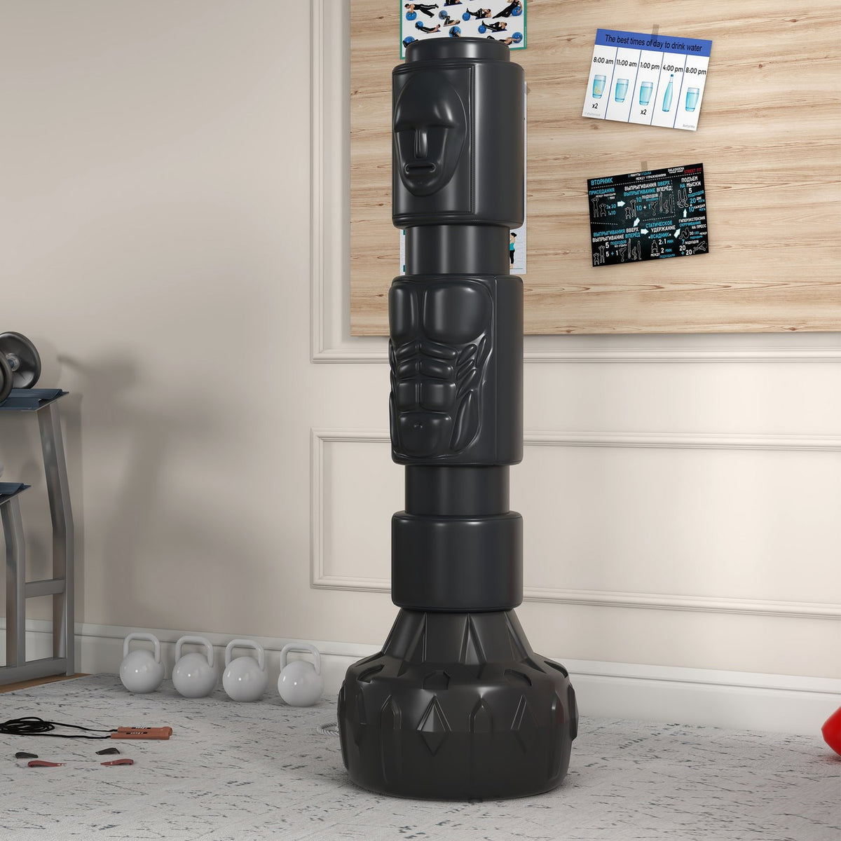 Freestanding Punching Bag Adjustable Standing Punching Bag With Suction Cup Base For Boxing & Kickboxing, Faux Leather