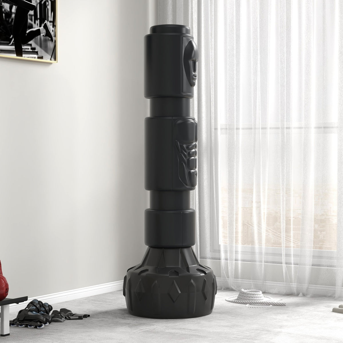 Freestanding Punching Bag Adjustable Standing Punching Bag With Suction Cup Base For Boxing & Kickboxing, Faux Leather
