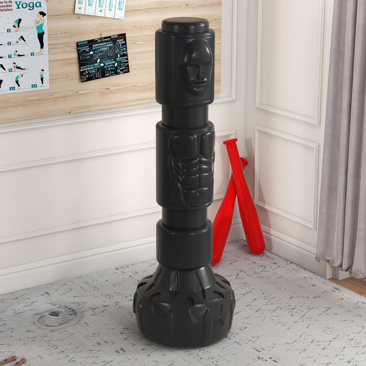 Freestanding Punching Bag Adjustable Standing Punching Bag With Suction Cup Base For Boxing & Kickboxing, Faux Leather