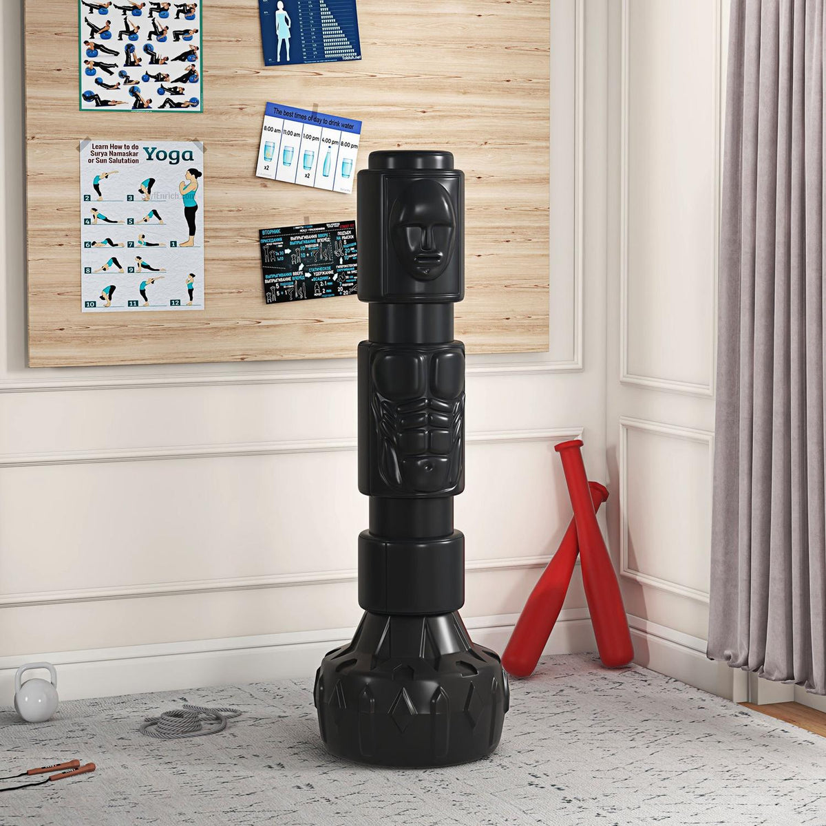 Freestanding Punching Bag Adjustable Standing Punching Bag With Suction Cup Base For Boxing & Kickboxing, Faux Leather