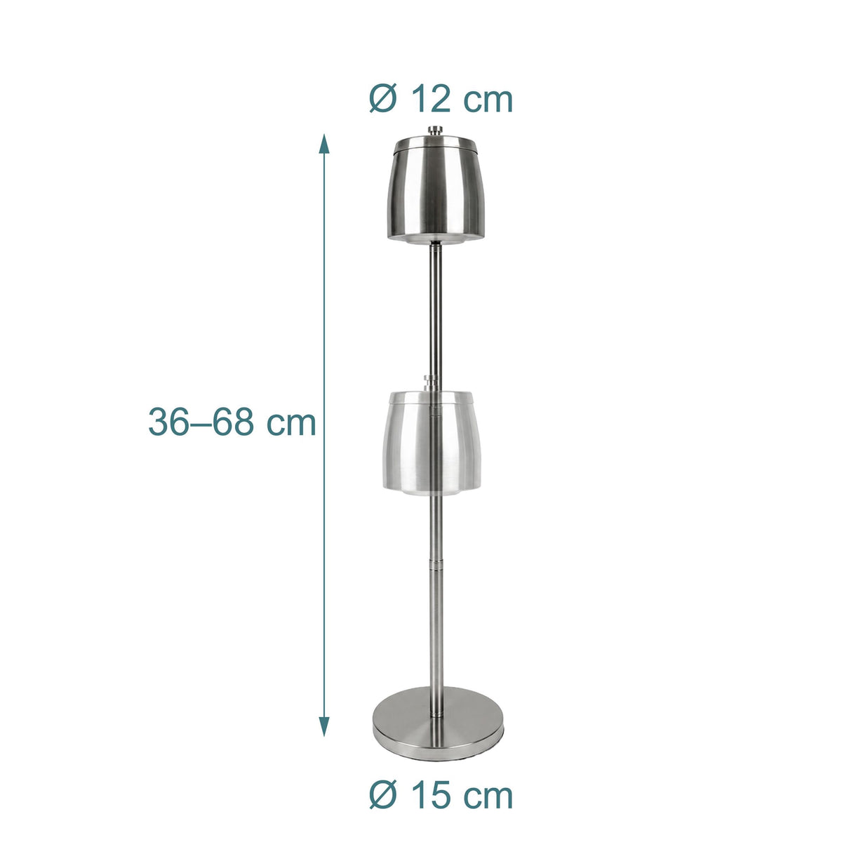 Freestanding Stainless Steel Ashtray, Adjustable Height