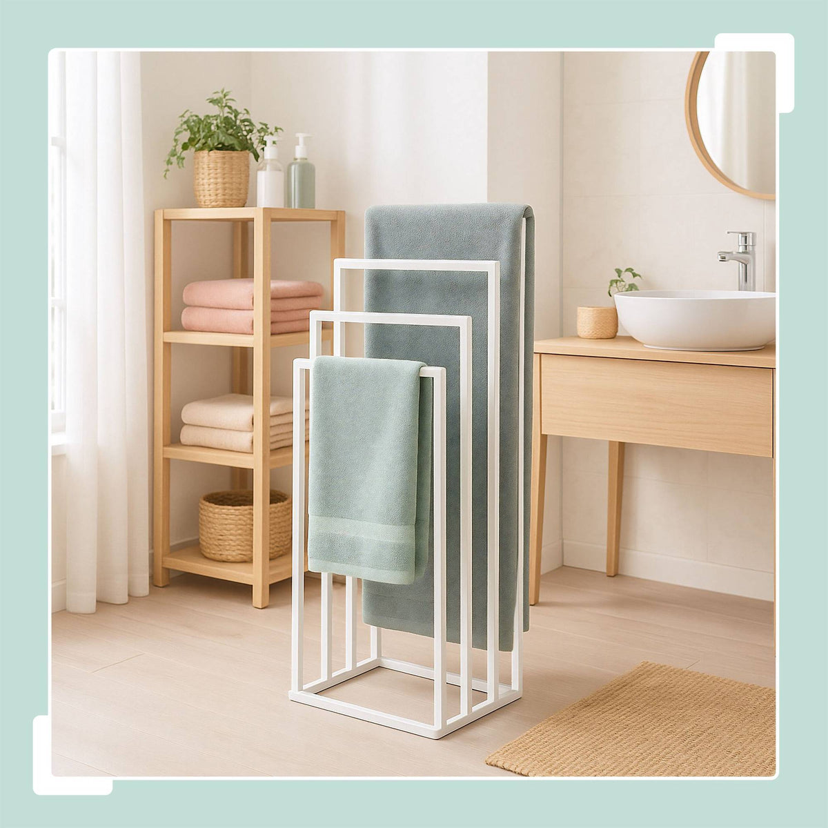 Freestanding Towel Rack with 4 Bars – Matte Metal