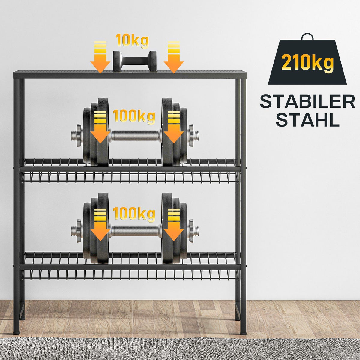 Freestanding drinks crate rack for 6 crates, adjustable shelf height, 3 levels, non-slip, 103 x 33 x 113.5 cm, black steel