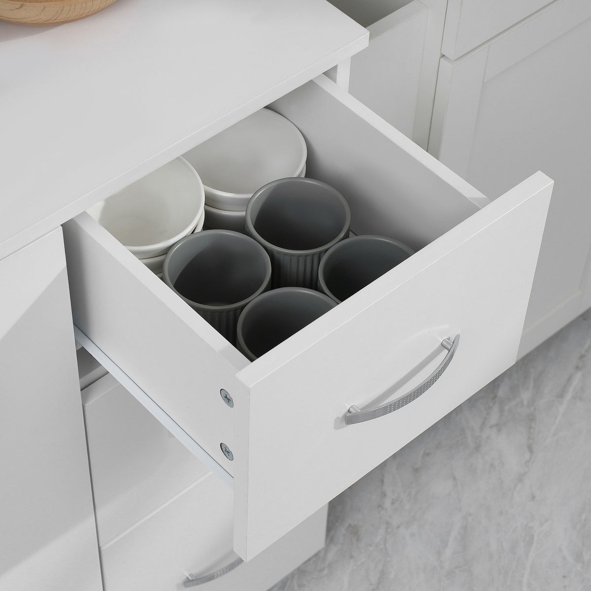 Free-standing kitchen cabinet, 89 x 39.5 x 168 cm, with anti-tip protection, drawers, shelves, doors, adjustable shelves, MDF, white