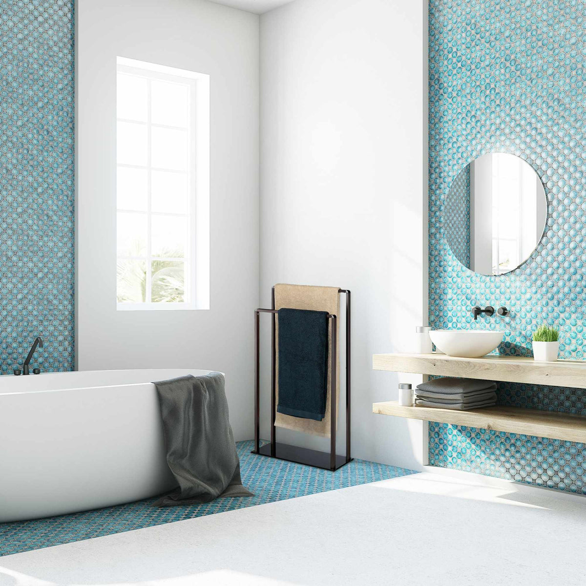 Freestanding towel rail 2 bars