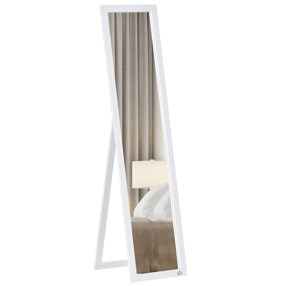 Full Length Mirror, 154 x 37 cm Wall Mirror with Stand, Standing Mirror for Living Room, Bedroom, White |