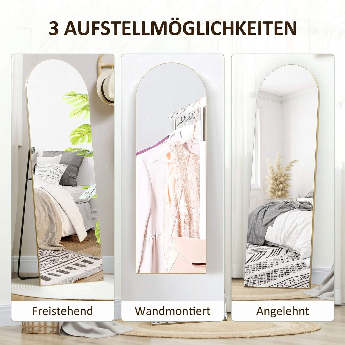 Full-Length Mirror, Frameless, 50x150 cm, Gold