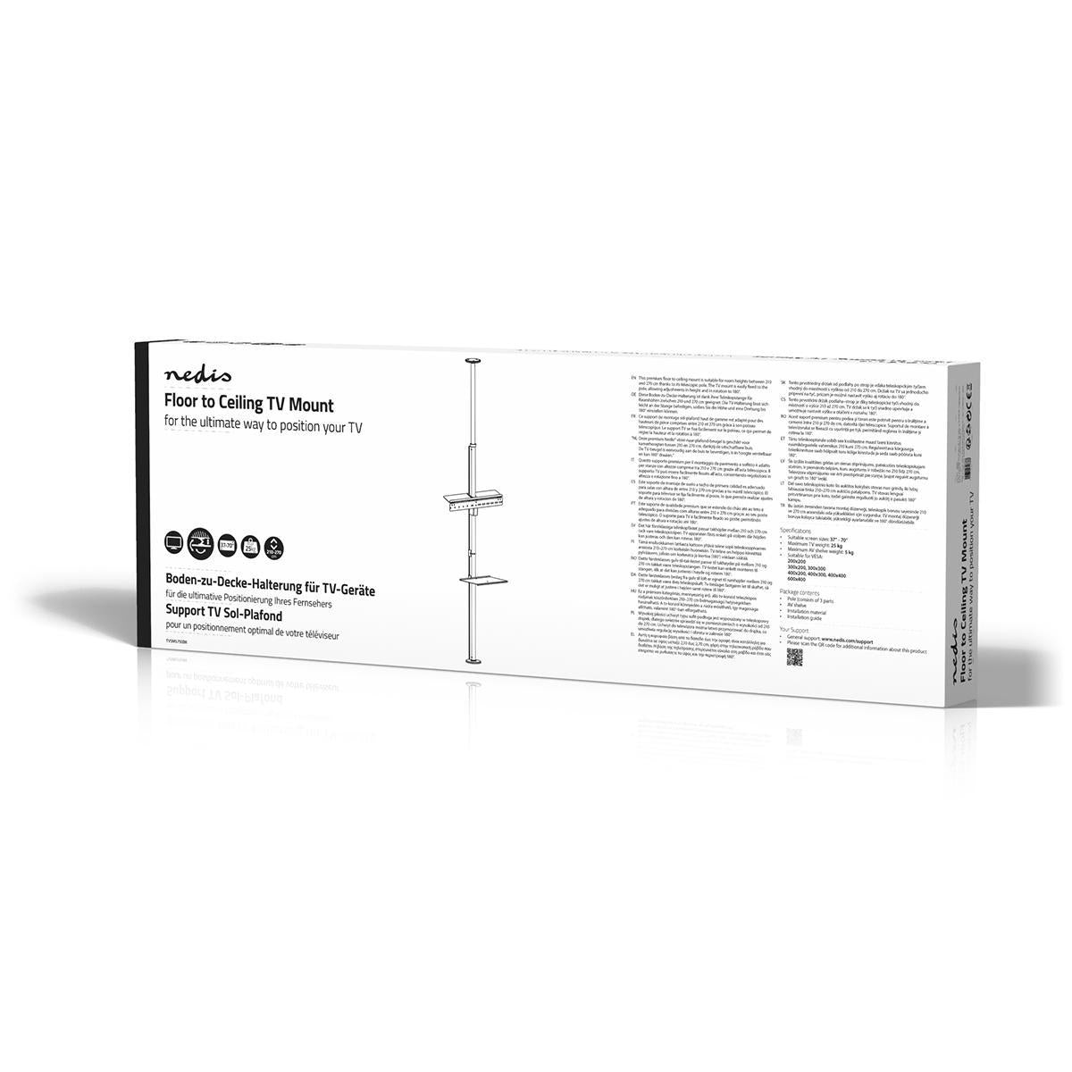 Full Motion TV Stand | 37 - 70 " | Maximum supported screen weight: 30 kg | Tiltable | Rotatable | Adjustable pre-fixed heights | Aluminium / Steel | Black / Silver