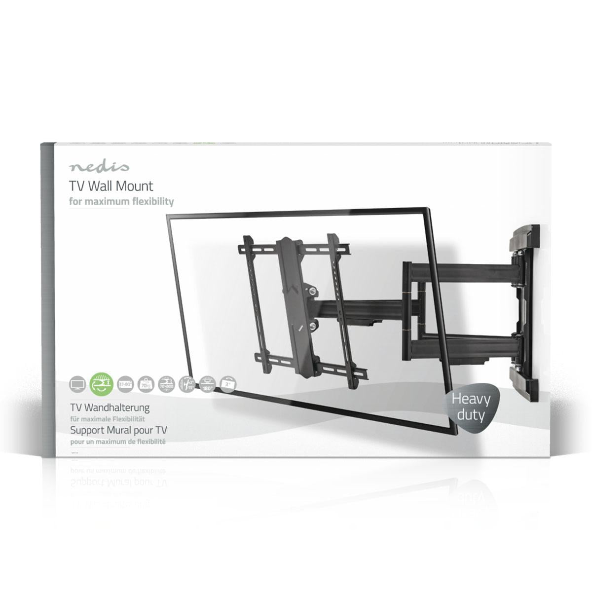 Full Motion TV Wall Mount | 37 - 80 " | Maximum supported screen weight: 70 kg | Tiltable | Rotatable | Minimum wall distance: 70 mm | Maximum wall distance: 800 mm | 6 Pivot point(s) | Steel | Black
