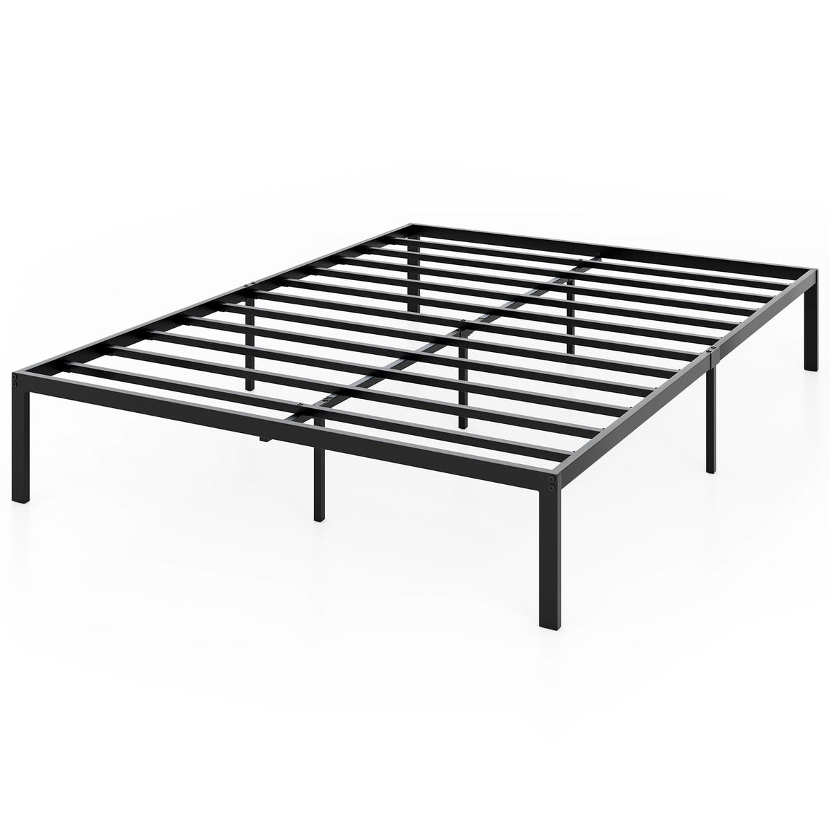 Full Size Metal Platform Bed Frame with Storage, Black