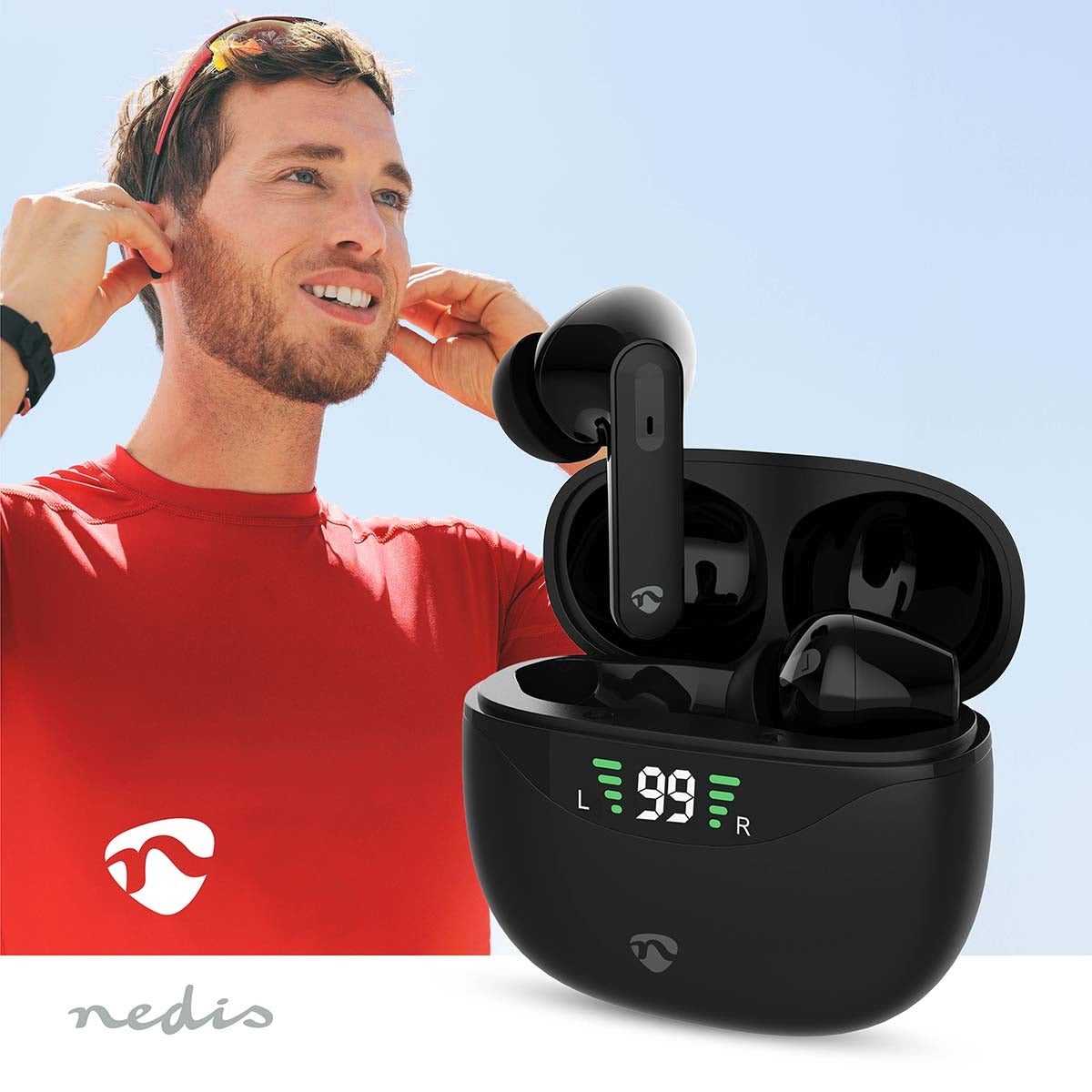 Fully Wireless Earphones | ANC (Active Noise Cancelling) | Bluetooth® | Maximum battery play time: 30 hrs | Touch Control | Charging case | Wireless charging case | Built-in microphone | Voice control support | Black