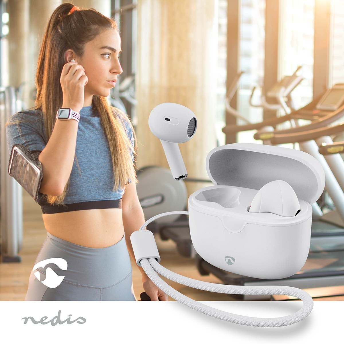 Fully Wireless Earphones | Bluetooth® | Maximum battery play time: 16 hrs | Touch Control | Charging case | Wireless charging case | Built-in microphone | Voice control support | White