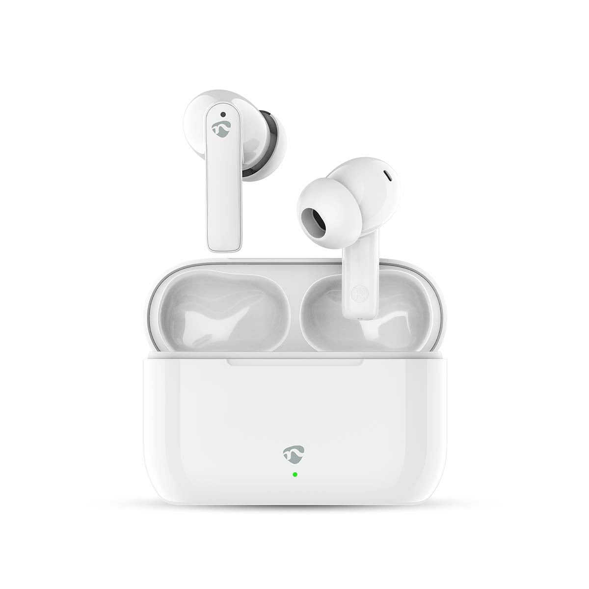 Fully Wireless Earphones | ENC (Environmental Noise Cancelling) | Bluetooth® | Maximum battery play time: 24 hrs | Touch Control | Charging case | Wireless charging case | Built-in microphone | Voice control support | Noise canceling | IPX4 | White