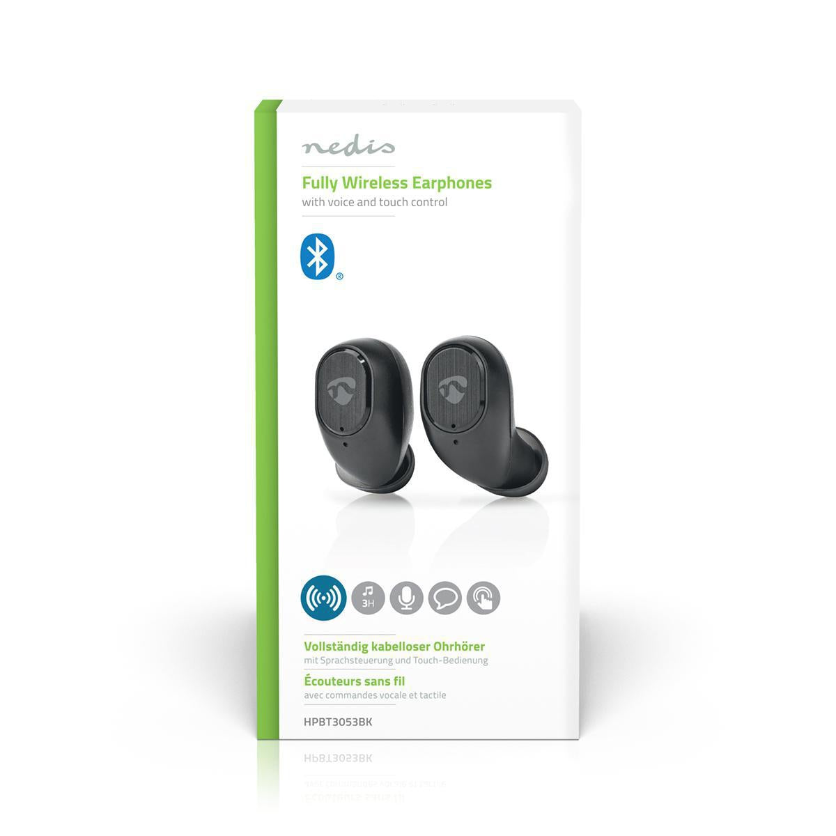Fully Wireless Headphones | Bluetooth® | Maximum battery life: 3 hours | Press Control | Battery cover | Built-in microphone | Support for voice control | Black