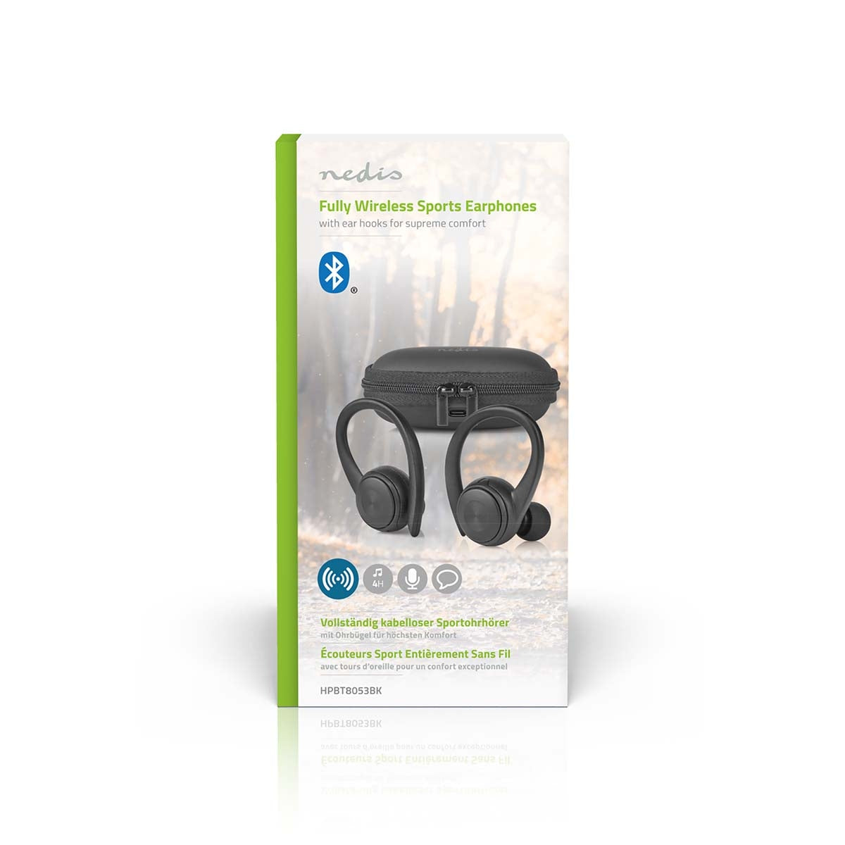 Fully Wireless Headphones | Bluetooth® | Maximum battery life: 4 hours | Press Control | Battery cover | Built-in microphone | Support for voice control | Ears hook | Black