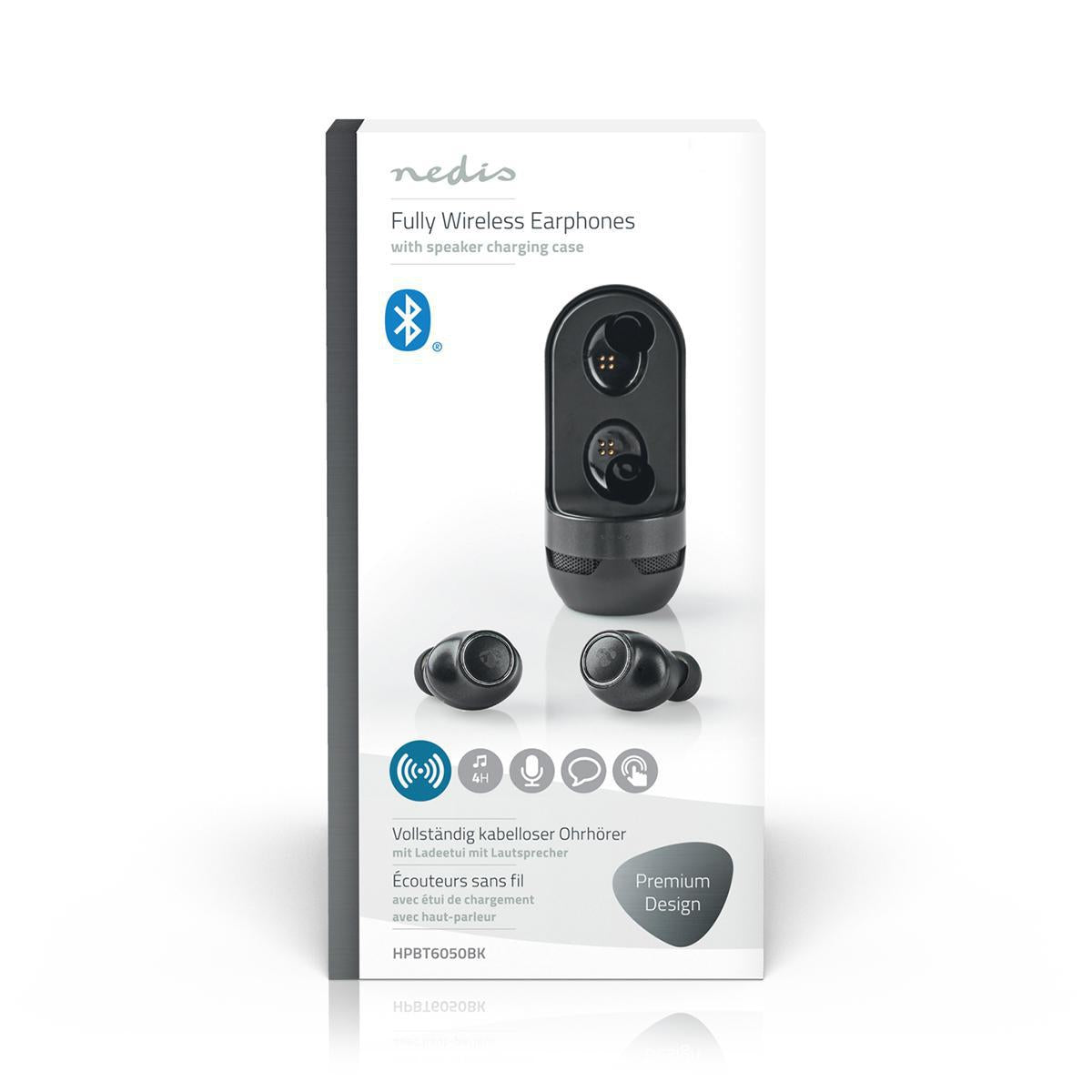 Fully Wireless Headphones | Bluetooth® | Maximum battery life: 4 hours | Press Control | Battery cover | Built-in microphone | Support for voice control | Speaker function | Silver / Black