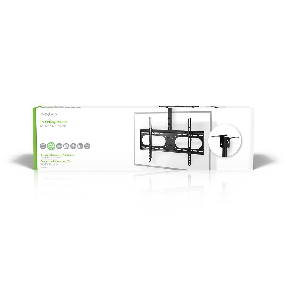 Fully movable ceiling TV mount | 42-65 " | Maximum screen weight supported: 45 kg | Tiltable | Rotatable | Minimum ceiling distance: 716 mm | Maximum ceiling distance: 1160 mm | 1 Pivot point(s) | Steel | Black