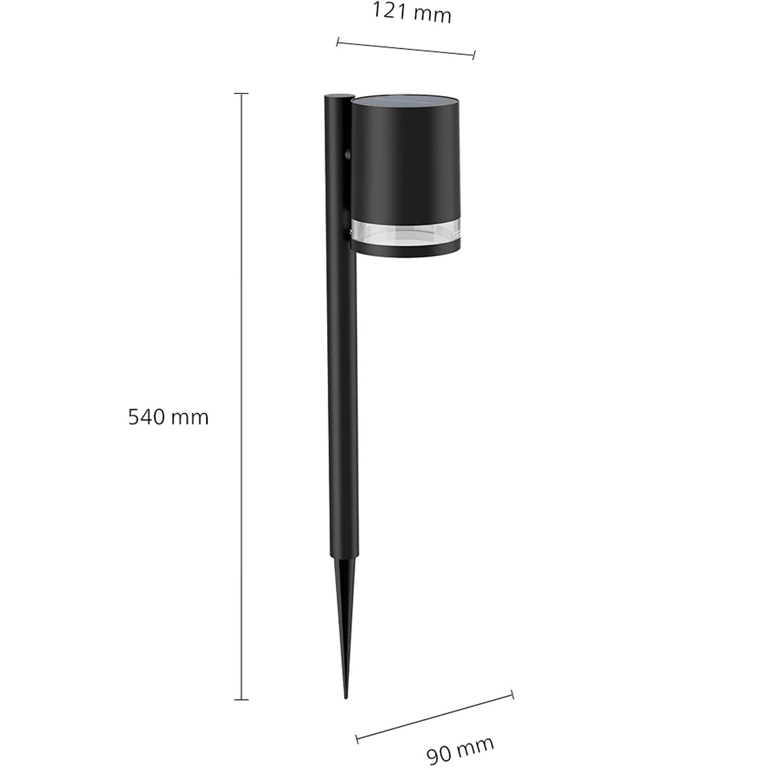 Fyce Garden Lamp Straight Solar Cell Ultra Efficient LED 200lm Black
