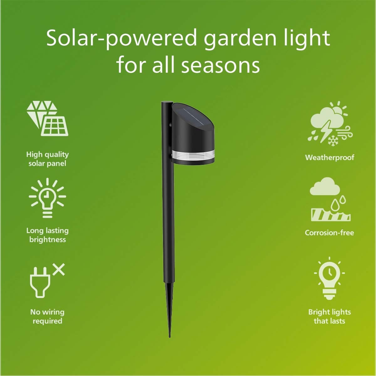 Fyve Garden Lamp Angled Solar Cell Ultra Efficient LED 200lm Black