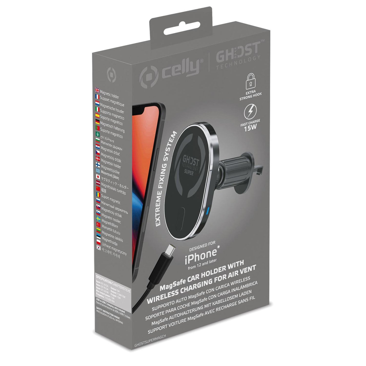 GHOSTSUPERMAGCH MagSafe car holder with wireless charging