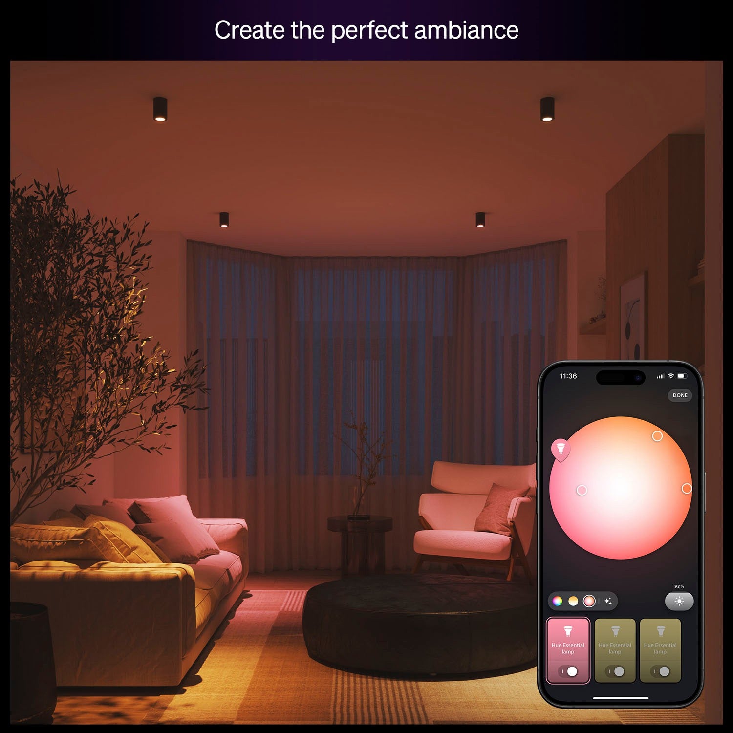 GU10 50W LED Bulb, White & Color Ambiance, 345lm