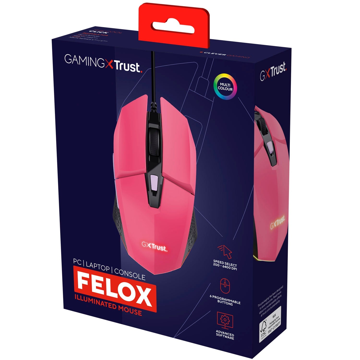 GXT 109P Felox Illuminated Gaming mouse Pink